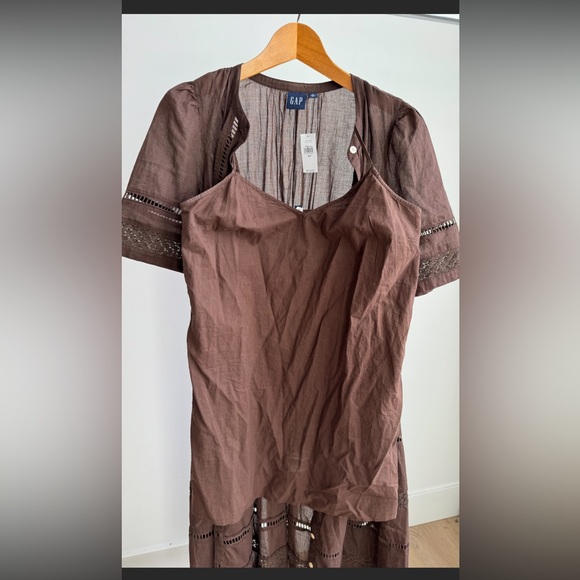 NWT Gap Brown Inset Lace Maxi Dress SS Crochet Style FA22 (S) Boho Festival - Picture 11 of 12